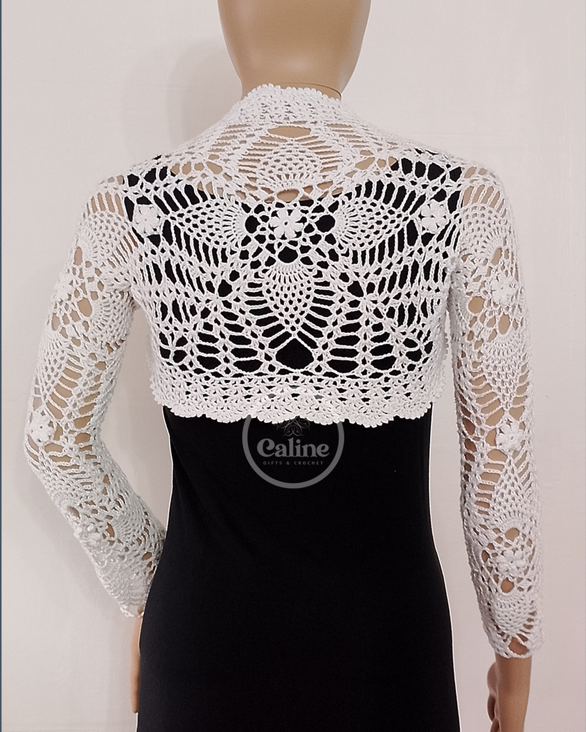 Lacey Daisy White Crochet Shrug
