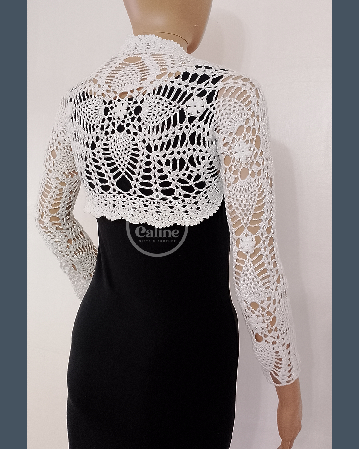 Lacey Daisy White Crochet Shrug