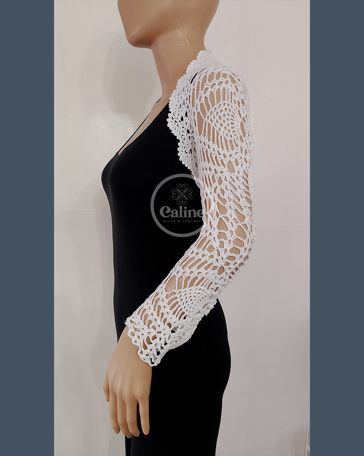 Lacey Daisy White Crocheted Shrug